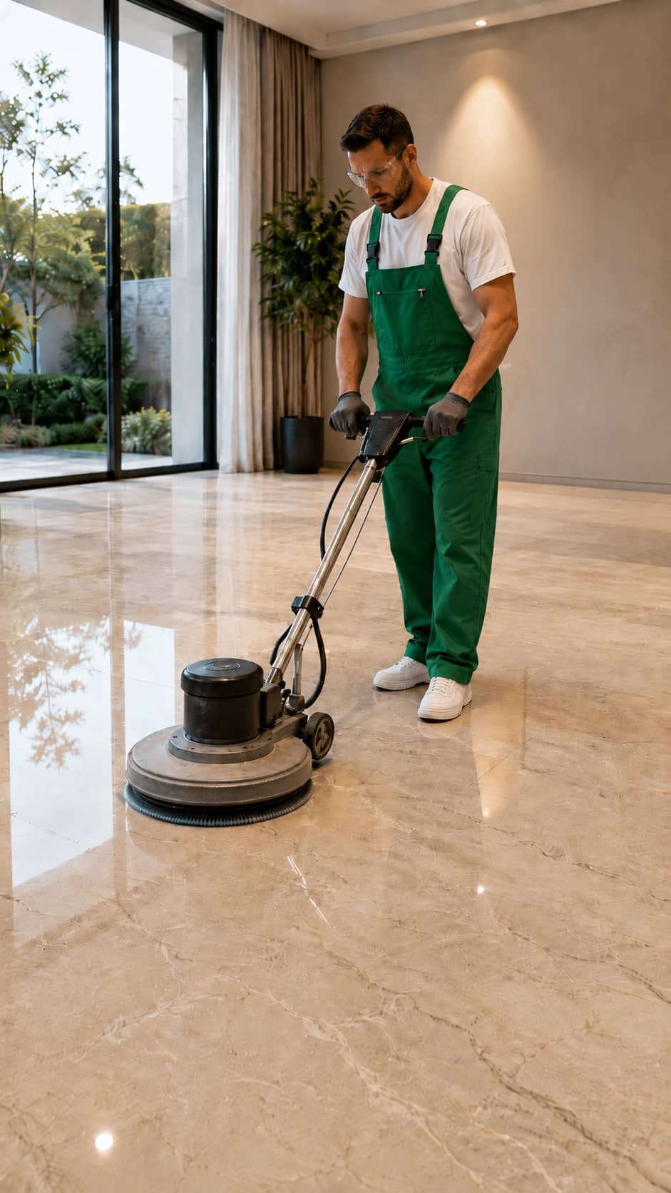Vyleštěná mramorová podlaha po renovaci